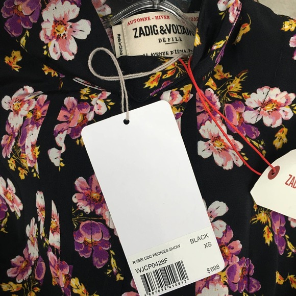 ZADIG & VOLTAIRE Rabbi Peonies Dress Floral Silk Mini - Picture 7 of 8